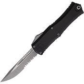 Microtech 1703M11AP Auto Hera II Mini Apocalyptic Part Serrated OTF Knife Black Handles