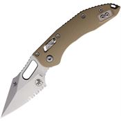 Microtech 16222 Stitch Stonewash Part Serrated Single Edge Ram Lok Knife Tan Handles