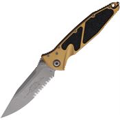 Microtech 16011APTA Socom Elite Apocalyptic Serrated Single Edge Linerlock Knife Tan Handles