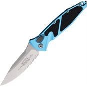 Microtech 160A11TQ Auto Socom Elite Stonewash Part Serrated Button Lock Knife Turquoise Handles