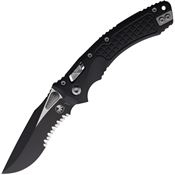 Microtech 17021 Amphibian Two-Tone Part Serrated Single Edge Ram Lok Knife Black Frag Handles