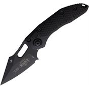 Microtech 1691T Auto Stitch Black Single Edge Button Lock Knife Black Handles