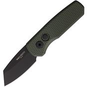 Pro Tech R5406GR Auto Runt 5 Black Button Lock Knife Green Handles