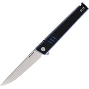 Real Steel 8071DS Kikashi Stonewash Linerlock Knife Black/Blue Handles