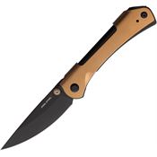 Real Steel 7141GB Sylph Black Stonewash Linerlock Knife Copper Handles