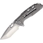 Reate 161 T1000-V2 Button Two-Tone Tanto Framelock Knife Gray Handles