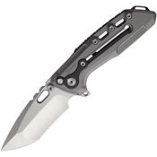 Reate 162 T1000-V2 Button Satin Tanto Framelock Knife Gray Handles