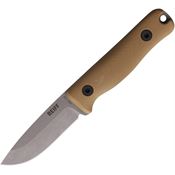 Reiff F3D11CTBK F3 EDC Stonewash Drop Point Fixed Blade Knife Kydex Sheath Tan Handles