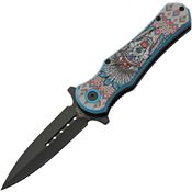 Rite Edge 300603WF Headdress Assist Open Linerlock Knife Wolf Handles