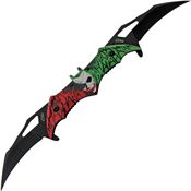 Rite Edge 300609JK Laughing Joker Assist Open Black Linerlock Knife Red/Green Handles