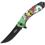 S-TEC 2712103 Skull Assist Open Black Linerlock Knife Black Handles