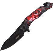 S-TEC 2712132 Rescue Assist Open Black Linerlock Knife Red Handles