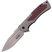 S-TEC 271285 Assist Open Bead Blast Linerlock Knife Gray/Red Handles