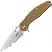 S-TEC S502BR Satin Linerlock Knife Tan Handles