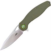 S-TEC S502GN Satin Linerlock Knife Green Handles