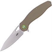 S-TEC S502K Satin Linerlock Knife Khaki Handles