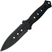 Takumitak 316 Unrestricted Black Part Serrated Dagger Fixed Blade Knife Black Handles