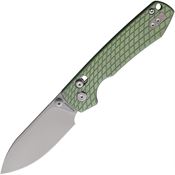 Vosteed A0514 Raccoon Stonewash Crossbar Lock Knife Green Handles