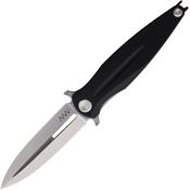 Acta Non Verba Z400011 Z400 Stonewash Recurve Linerlock Knife Black Handles