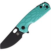 Brighten 608TEAT Baby Core Black Stonewashed Linerlock Knife Teal Handles