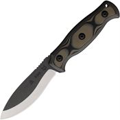 Fox 01 Ego Carbon Steel Stonewash Fixed Blade Knife Black/Tan Handles