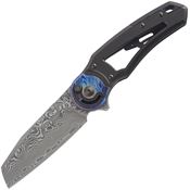 FOX 556A1 Metamorphosis Damascus RadiusLock Knife Black Handles