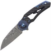 FOX 556B1 Metamorphosis Damascus RadiusLock Knife Carbon Fiber Handles