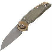 FOX 556B4 Metamorphosis Acid Wash RadiusLock Knife Green Micarta Handles