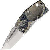 G.Sakai 11604T Money Clip Tanto Framelock Knife Blue Wave Artwork Stainless Handles