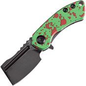 Kansept 3030P1 Mini Korvid Black Stonewash 154CM Linerlock Knife Zombie Green Handles