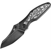 Kansept 1074A3 Baba Yaga Black Stonewash CPM-20CV Wharncliff Framelock Knife Nebula Handles