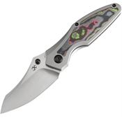 Kansept 1074A4 Baba Yaga Wharncliffe Framelock Knife 80's Camo Carbon Fiber Handles