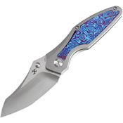 Kansept 1074A7 Baba Yaga Wharncliffe Framelock Knife Timascus Handles