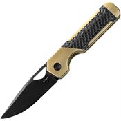 Kizer 3634SA3 Mini Militaw Black Framelock Knife Champagne/Black Zirconium Handles