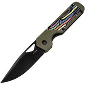 Kizer 3634A3 Mini Militaw Black Nitro V Framelock Knife Green Handles