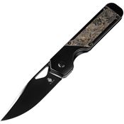 Kizer 3634A3 Militaw Black Drop Point Framelock Knife Black/Gold Carbon Fiber Handles