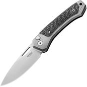 LionSTEEL TWGYCF Twain MagnaCut ButtonLock Knife Gray/Carbon Fiber Handles