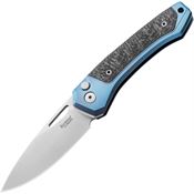 LionSTEEL TWBLCF Twain MagnaCut ButtonLock Knife Blue/Carbon Fiber Handles