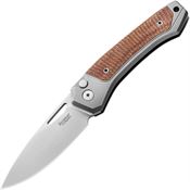 LionSTEEL TWGYCVN Twain MagnaCut ButtonLock Knife Gray/Natural Micarta Handles