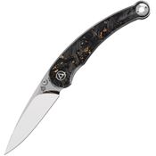 QSP 161A Dolphin Spear Point Linerlock Knife Black/Gold Carbon Fiber Handles