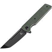 Tenable 2038T2 Anomaly Black Stonewash Nitro V Tanto Linerlock Knife Green Handles