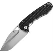 Tenable 1054A1 Bombur Stonewash D2 Drop Point Linerlock Knife Black Frag Handles