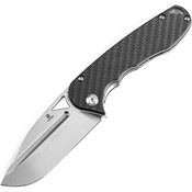 Tenable 1054A3 Bombur Stonewash D2 Drop Point Linerlock Knife Twill Carbon Fiber Handles