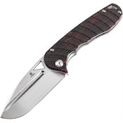 Tenable 1054C1 Bombur Stonewash D2 Drop Point Linerlock Knife Black/Red Handles