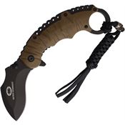 WithArmour 005TN Eagle Claw K Black Stonewash Drop Point Linerlock Knife Tan Handles