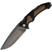 WithArmour 089TN RescueX Black Stonewash Drop Point Fixed Blade Knife Black/Tan Handles