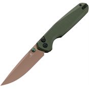 Bestech MK07G Bestechman Velix Gold Button Lock Knife Green Handles