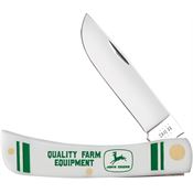 Case XX 15789 John Deere Sod Buster Jr Knife White Smooth Bone Handles