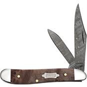 Case XX 15094 Damascus Peanut Knife Maple Burl Wood Handles