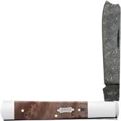 Case XX 15092 Damascus Razor Knife Maple Burl Wood Handles